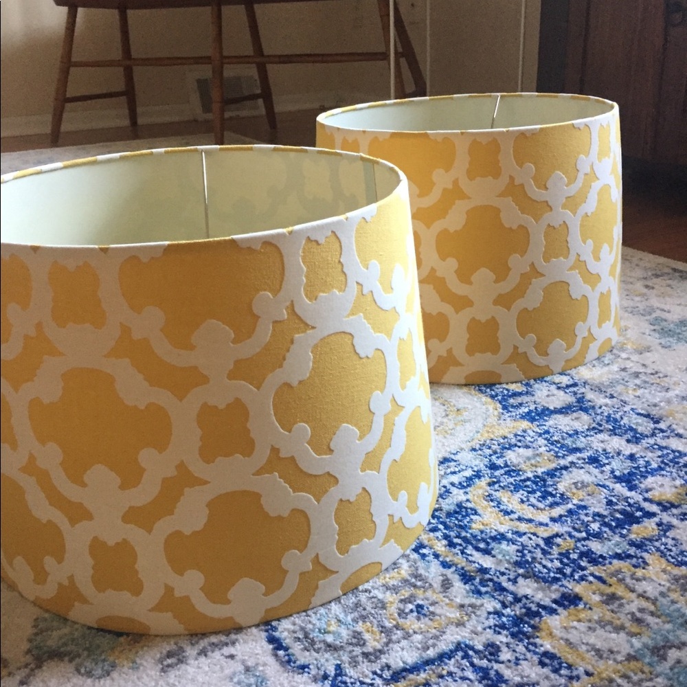 Yellow and white Lampshades- set of 2